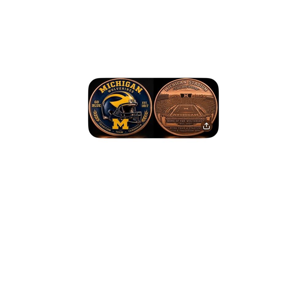 Michigan Wolverines 1 oz Copper Coin Collectible College Football Go Blue